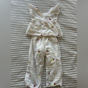 zara White Floral Embroidered Set 4-5T